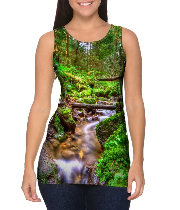 Women's Button - Down Tank Tops in Striped PatternsFall Forest