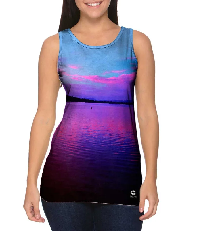 Women's Sleeveless Ribbed Tank Tops for a Trendy LookFallen Leaf Lake Sunset