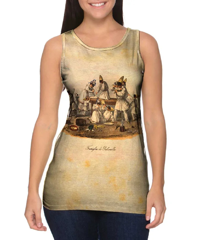 Plus Size Women's Ruffled Hem Tank Tops with Floral PrintsFamiglia di Pulcinella
