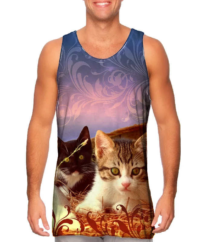 Plus Size Women's Ruffled Hem Tank Tops with Floral PrintsFarm Kitten