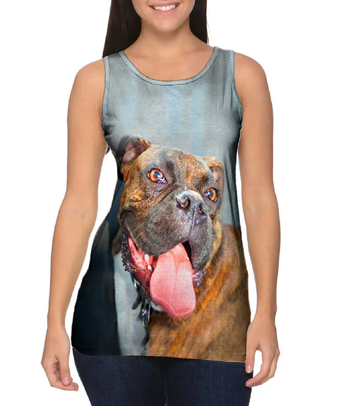 Plus Size Women's Embroidered Tank Tops in Boho StylesFat Tongue Boxer