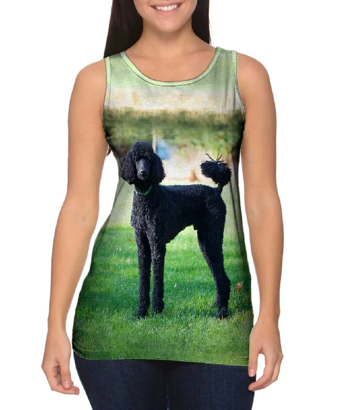 Plus Size Women's Puff - Sleeve Tank Tops in Pastel HuesFearless Black Poodle