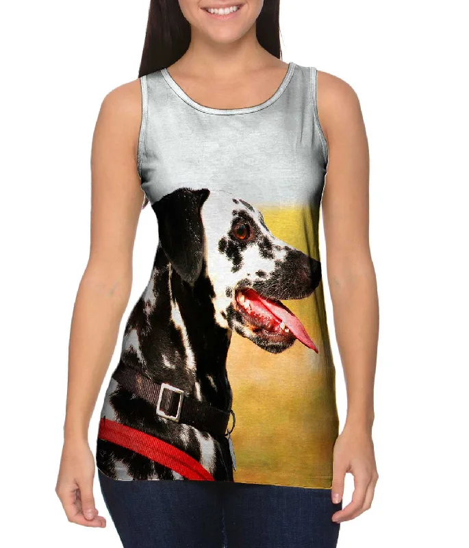 Women's Longline Tank Tops with Abstract PrintsFearless Dalmation In Field