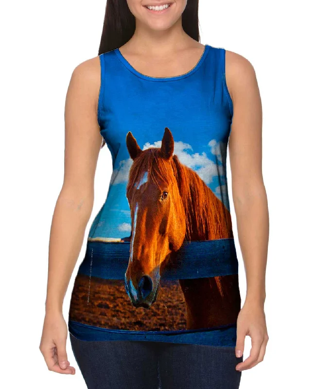 Plus Size Women's Ruffled Hem Tank Tops with Floral PrintsFearless Stable Horse