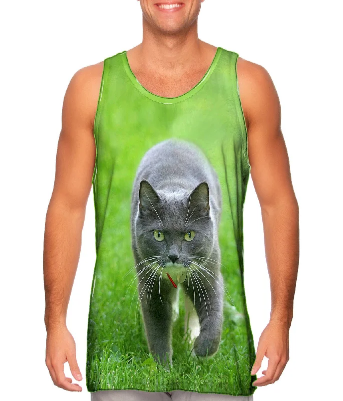 Plus Size Women's Ruffled Hem Tank Tops with Floral PrintsFerocious Grey Cat