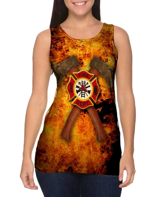 Crew Neck Women's Sustainable Tank Tops Made from Recycled MaterialsFirefighter Ax