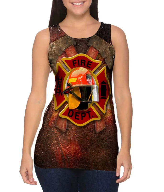 Mock Neck Women's Performance Tank Tops for CyclingFirefighter Helmet