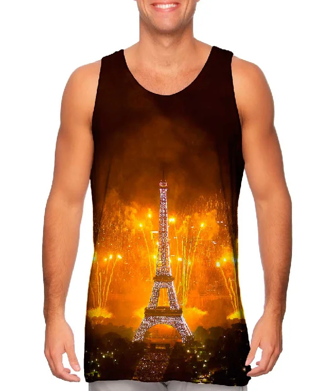 Women's Sleeveless Ribbed Tank Tops for a Trendy LookFireworks Lighting Up Eiffel Tower Women's Sleeveless Ribbed Tank Tops for a Trendy LookFireworks Lighting Up Eiffel Tower