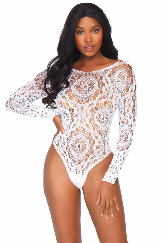 Convertible Straps Bodysuits for Multiple Styling OptionsCrochet Lace Long Sleeved Snap Crotch Thong Back Teddy Convertible Straps Bodysuits for Multiple Styling OptionsCrochet Lace Long Sleeved Snap Crotch Thong Back Teddy