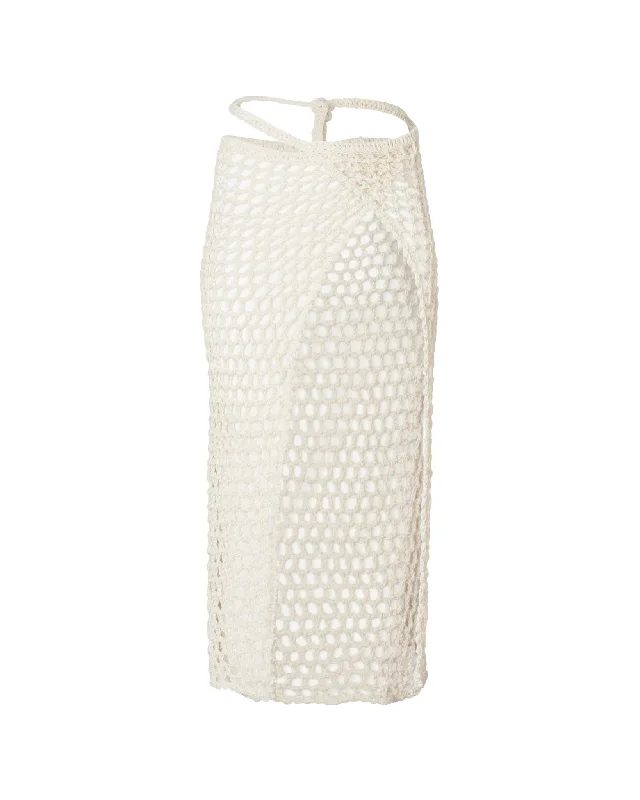 Metallic - thread cover ups for a sparkly beachside eventAlessia Off-White Long Crochet Skirt Metallic - thread cover ups for a sparkly beachside eventAlessia Off-White Long Crochet Skirt