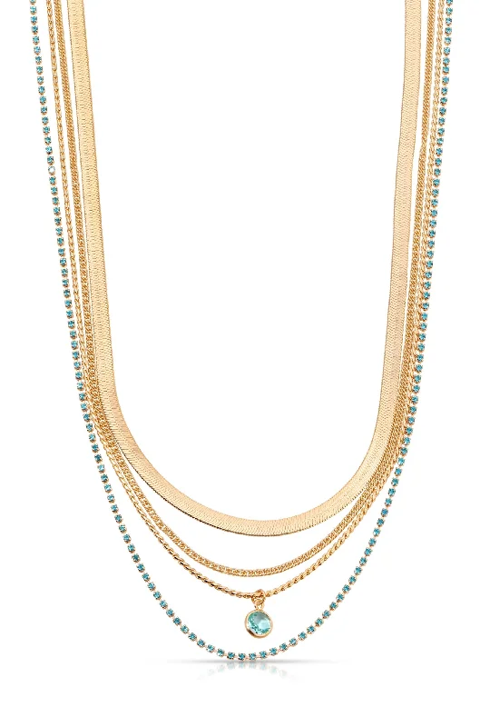 Geometric - pattern cover ups for a modern and trendy appearanceAll the Chains Aqua Layered Necklace Geometric - pattern cover ups for a modern and trendy appearanceAll the Chains Aqua Layered Necklace
