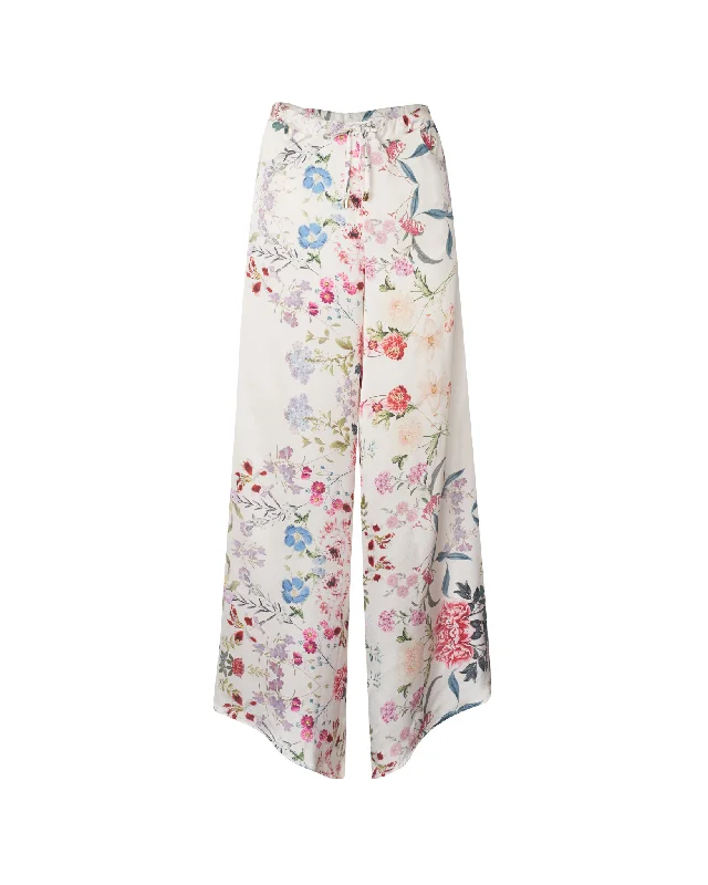Ankle - length cover ups for a more covered - up and stylish beach lookBloom White Floral Pants Ankle - length cover ups for a more covered - up and stylish beach lookBloom White Floral Pants