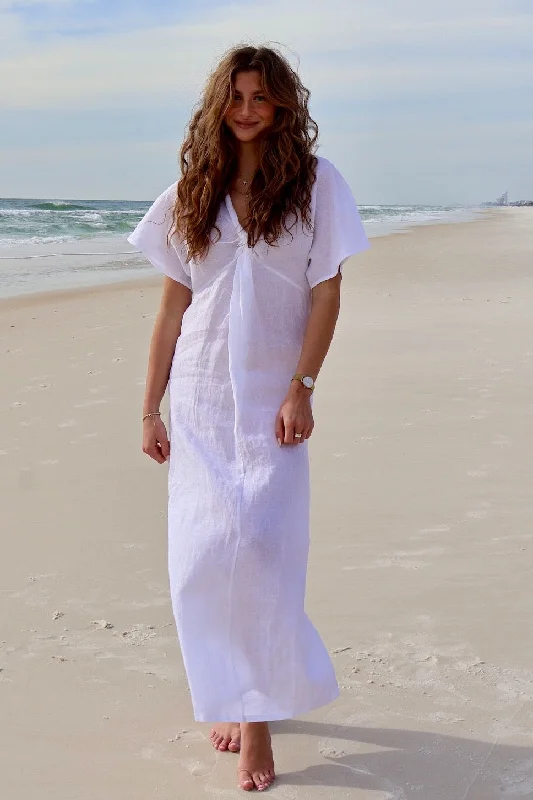Anti - bacterial cover ups for a hygienic beachwear optionKnot Linen Dress Long in White Anti - bacterial cover ups for a hygienic beachwear optionKnot Linen Dress Long in White
