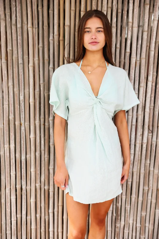 Metallic - thread cover ups for a sparkly beachside eventKnot Linen Dress Mini Mint