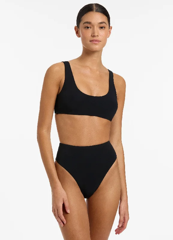 Tropical - themed bikini for a vacation - ready beach outfitJetset High Waisted Bikini Bottom - Black