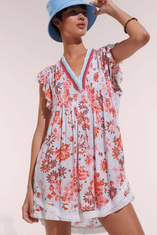 Moisture - wicking cover ups for staying dry during beach activitiesMini Dress Sasha Blue 90s Moisture - wicking cover ups for staying dry during beach activitiesMini Dress Sasha Blue 90s