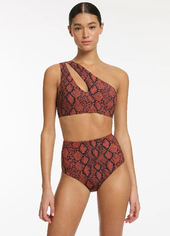 Lace - trimmed bikini for an elegant and romantic touchPython High Waist Bikini Bottom - Spice Lace - trimmed bikini for an elegant and romantic touchPython High Waist Bikini Bottom - Spice