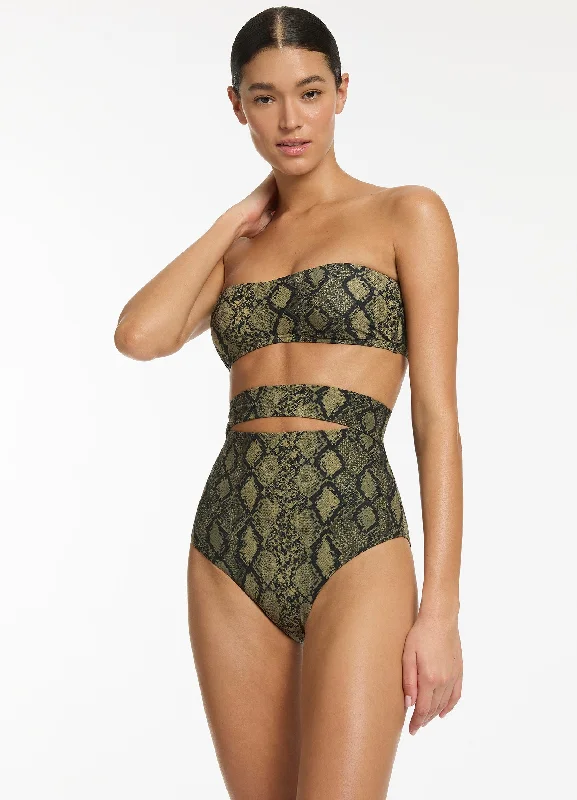 Sports bikini for high - intensity water activities like surfingPython Ultra High Waist Splice Bikini Bottom - Olive Sports bikini for high - intensity water activities like surfingPython Ultra High Waist Splice Bikini Bottom - Olive