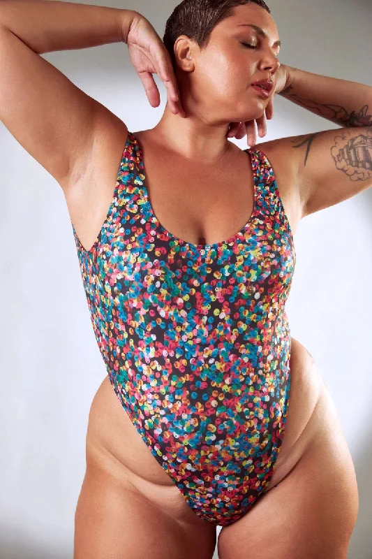 Neon Bodysuits to Stand Out at PartiesRolling Perigo Bodysuit - Confetti