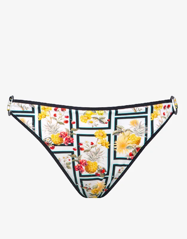 Sustainable bikini made from recycled materials for eco - conscious beachgoersScenery Ring Side Bikini Pant - Monochrome Garden
