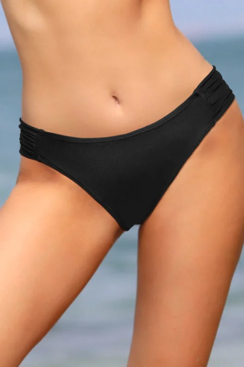 Shirred Side Low Rise Hipster Bikini Bottom