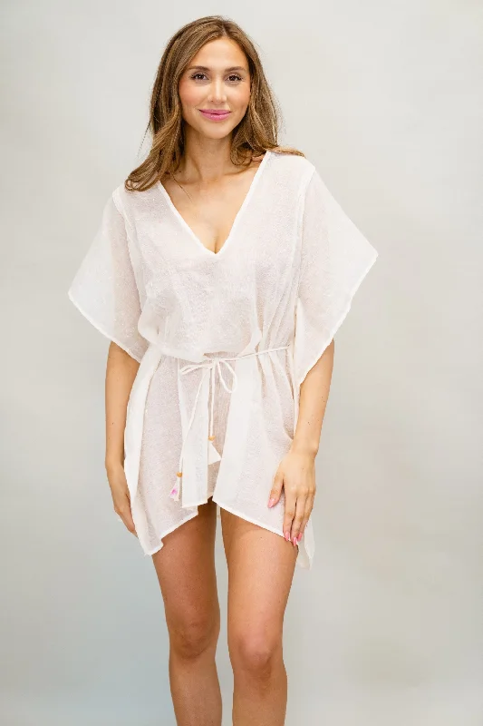 Sleeveless cover ups for maximum sun exposure controlTie Tunic in Cream + Neon Splatter Sleeveless cover ups for maximum sun exposure controlTie Tunic in Cream + Neon Splatter