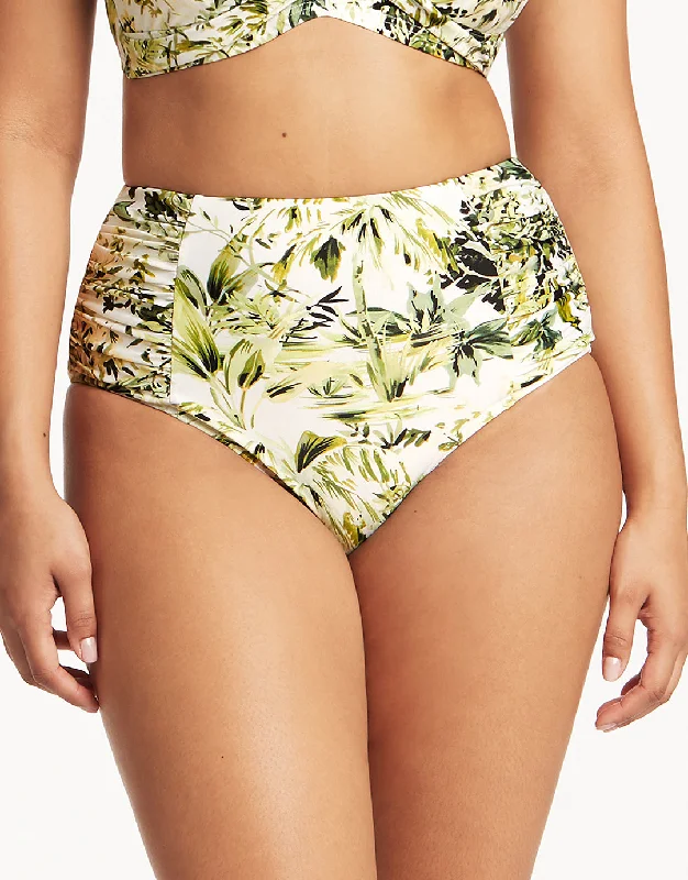 Tie - side bikini bottoms for an adjustable and stylish fitTroppica High Waist Gathered Side Bikini Pant - White