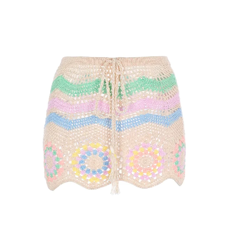 Hand - embroidered lace cover ups for a romantic and elegant beach outfitVivi Crochet Mini Skirt Hand - embroidered lace cover ups for a romantic and elegant beach outfitVivi Crochet Mini Skirt