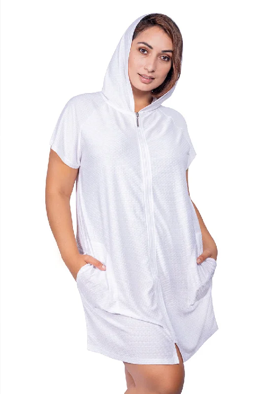 Tunic - style cover ups for a loose and comfortable beach outfitZIP-UP FRONT HOODIE WITH RAGLAN SLEEVE DRESS - WAFFLE - PLUS SIZE Tunic - style cover ups for a loose and comfortable beach outfitZIP-UP FRONT HOODIE WITH RAGLAN SLEEVE DRESS - WAFFLE - PLUS SIZE