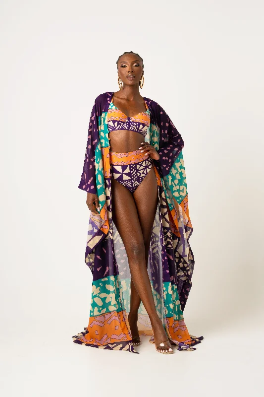 ANU PURPLE LONG KAFTAN CHIFFON KIMONO